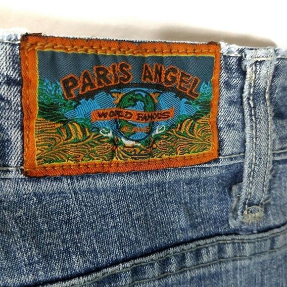 𝅺PARIS Angel Light Wash Denim Jeans Mid Rise Boot Cut Size 13 - 14 - Picture 6 of 11